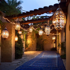 Decorating a Patio with a Mix of Moroccan Lanterns and String Lights