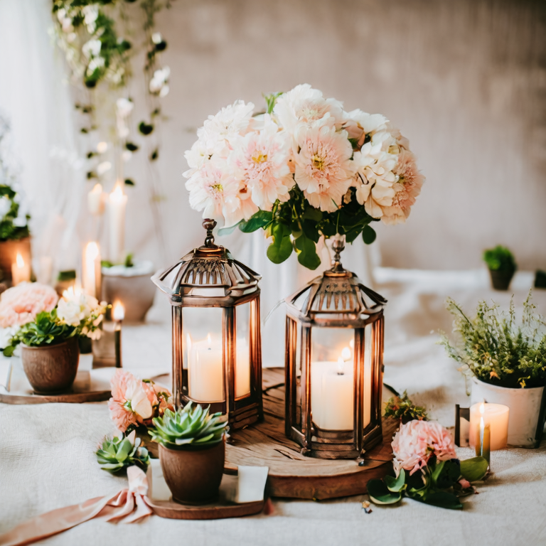 Flower Arrangement with Lanterns
