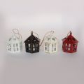 Retro Small House Model Metal White Mini Candle Holder Hanging Candle Lantern For Indoor Or Garden Decor