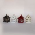 Retro Small House Model Metal White Mini Candle Holder Hanging Candle Lantern For Indoor Or Garden Decor