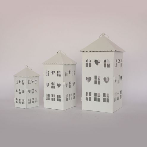 Metal Candle Holders Little House Lanterns Cute Candle holders Simple Home Table Decorations