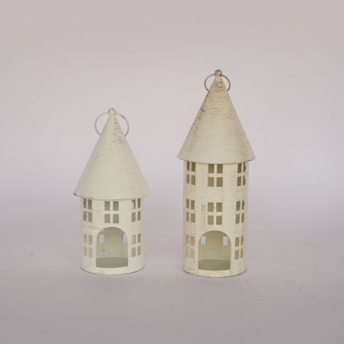 White House Metal Home Decoration Big Garden White Outdoor Metal Lantern Candle Holder Christmas Decoration JL060347