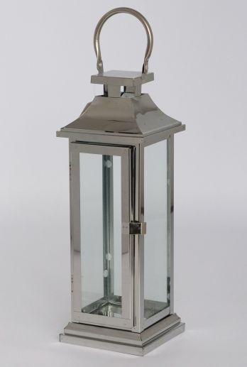 High Quality Stainless Steel Lantern Set of 2 Assorted with Clear Glass JL050079