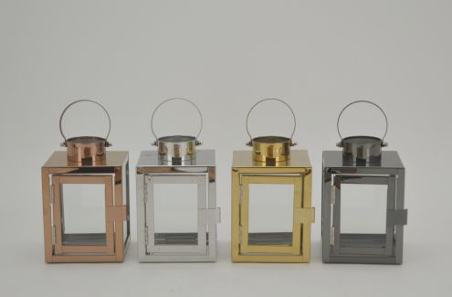 Wholesale Metal Candle Holder Clear Glass Stainless Steel Decorative Lantern for Weddings