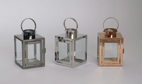 Wholesale Metal Candle Holder Clear Glass Stainless Steel Decorative Lantern for Weddings