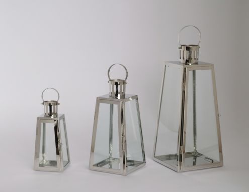 Wedding decorating metal silver stainless steel lantern glass candle holder