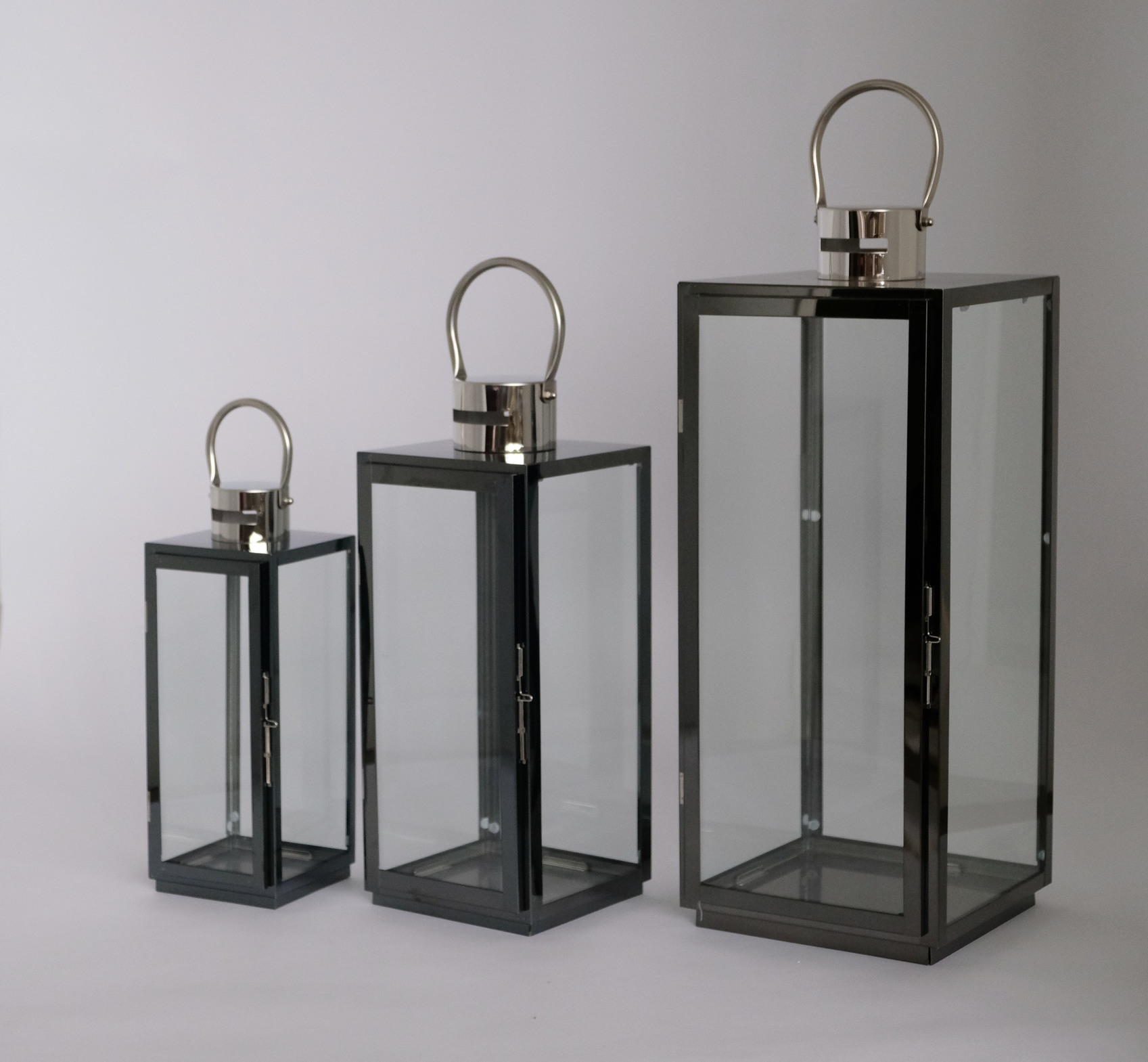 Brand New Home Decoration Large Black Stainless Steel Candle Lantern JL070006