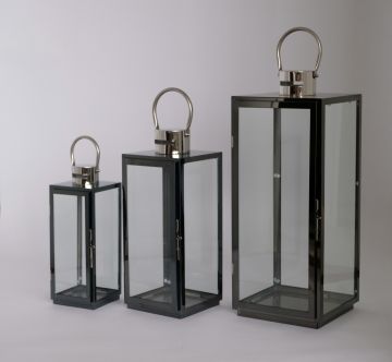 Brand New Home Decoration Large Black Stainless Steel Candle Lantern JL070006