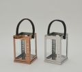 High Quality Stainless Steel Lantern Set of 2 Assorted with Clear Glass and black leather handle