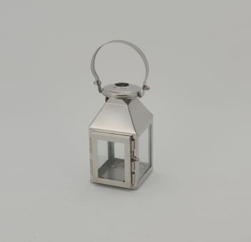 Indoor Decor Wedding Table Glass Silver Gold Mini Stainless Steel Tealight Metal Lantern JL070012