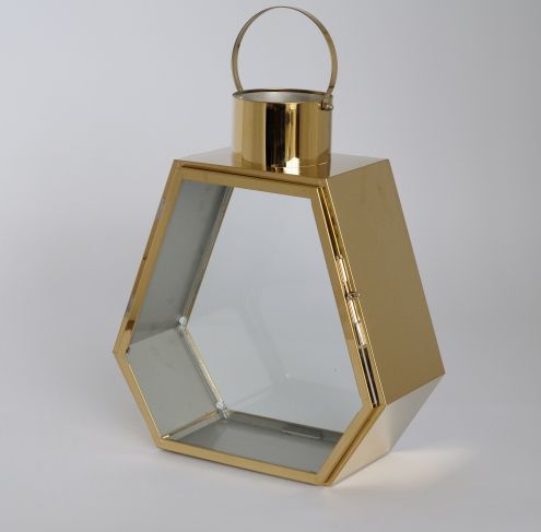 Design your home with Set of 2 pcs Stainless steel mini lanterns for hanging decor with gold mirror lantern for home decor
