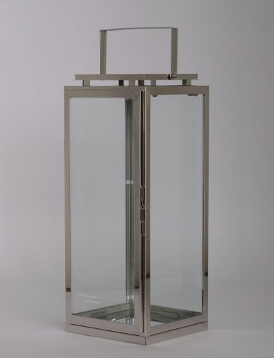 High Quality Stainless Steel Lantern Set of 3  Assorted with Clear Glass 
