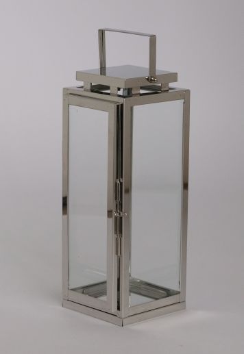 High Quality Stainless Steel Lantern Set of 3  Assorted with Clear Glass 