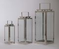 High Quality Stainless Steel Lantern Set of 3  Assorted with Clear Glass 