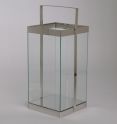 Set of 2 simple glass stainless steel candle lanterns