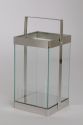 Set of 2 simple glass stainless steel candle lanterns