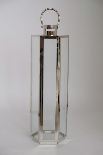 Stainless Steel And Glass Hanging Lantern Shiny Silver Finished For Home And Garden Decorative Candle Lanterns