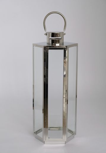 Stainless Steel And Glass Hanging Lantern Shiny Silver Finished For Home And Garden Decorative Candle Lanterns