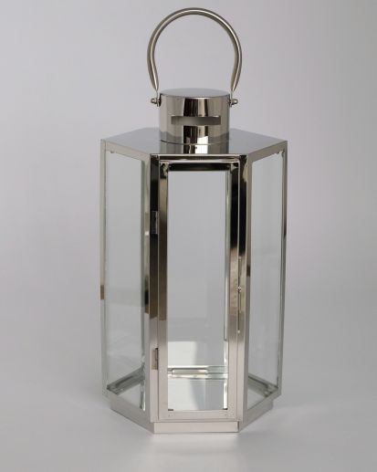Stainless Steel And Glass Hanging Lantern Shiny Silver Finished For Home And Garden Decorative Candle Lanterns