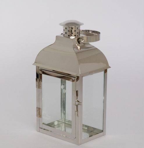 High Quality Stainless Steel Lantern Set of 2 Assorted with Clear Glass and black leather handle