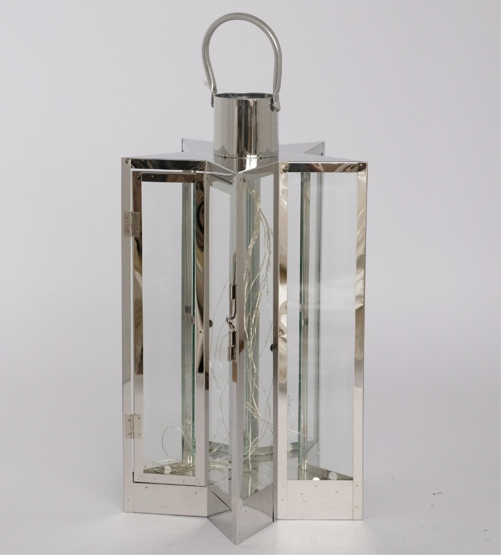 Mirror Polished Metal Centerpiece Lantern Finest Quality Tabletop Metal and Glass Wedding Indoor Lantern For Wholesale Supplier JL210033
