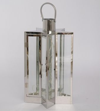 Mirror Polished Metal Centerpiece Lantern Finest Quality Tabletop Metal and Glass Wedding Indoor Lantern For Wholesale Supplier JL210033