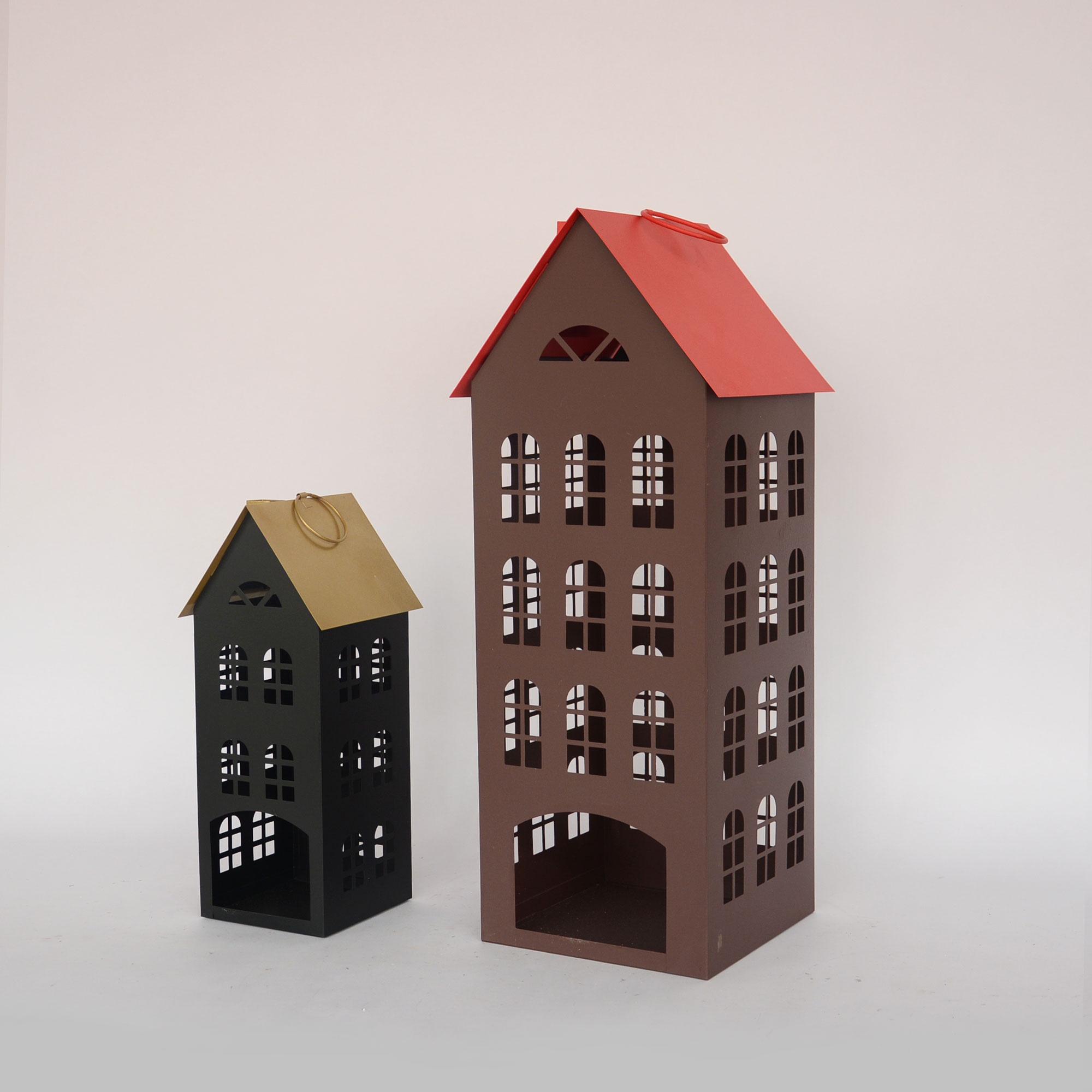 House Metal Home Decoration Big Garden Colorful Outdoor Metal Lantern Candle Holder JL060191