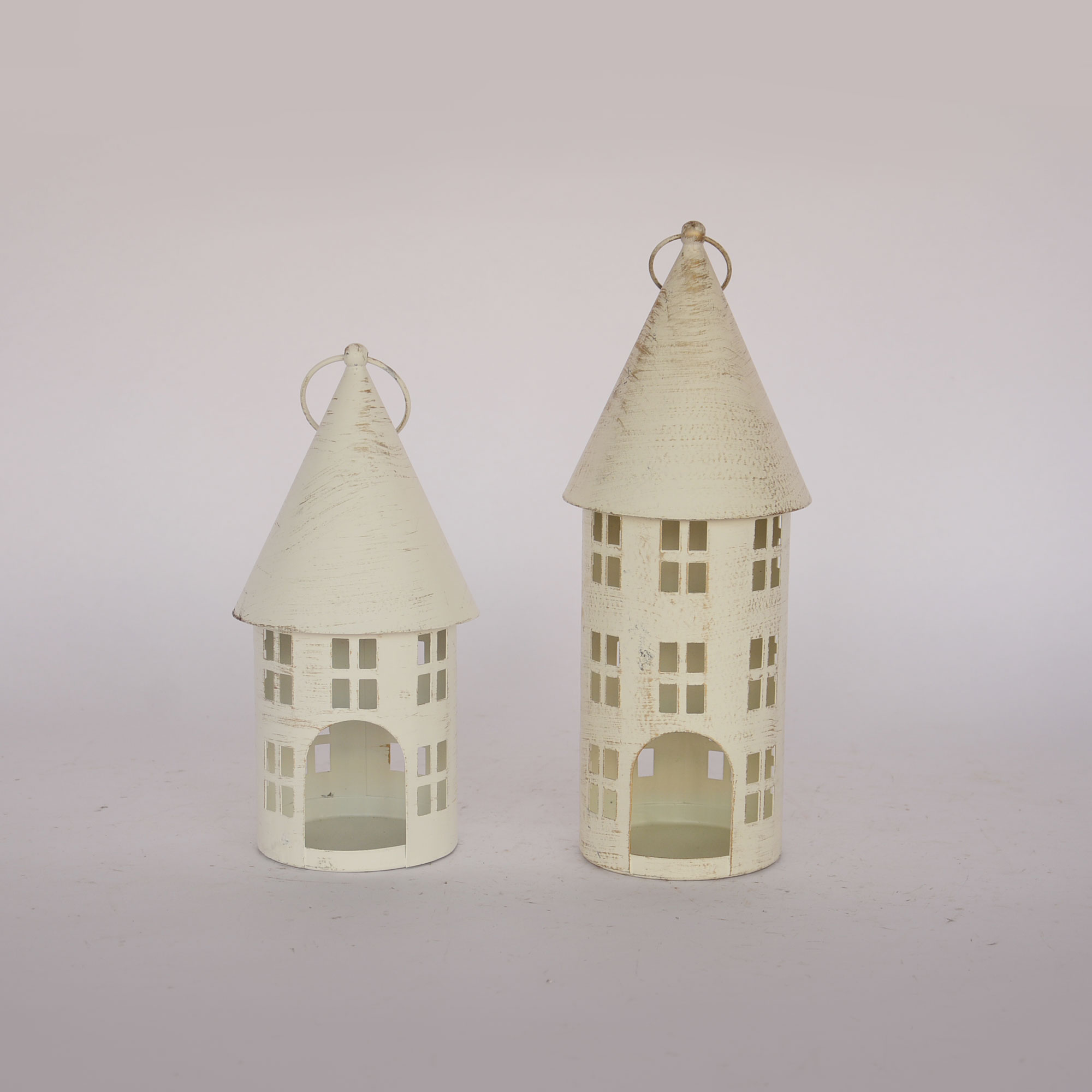 White House Metal Home Decoration Big Garden White Outdoor Metal Lantern Candle Holder Christmas Decoration JL060347