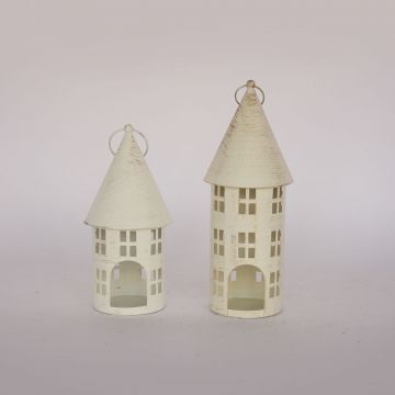 White House Metal Home Decoration Big Garden White Outdoor Metal Lantern Candle Holder Christmas Decoration JL060347