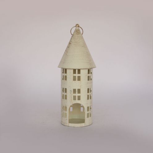 White House Metal Home Decoration Big Garden White Outdoor Metal Lantern Candle Holder Christmas Decoration