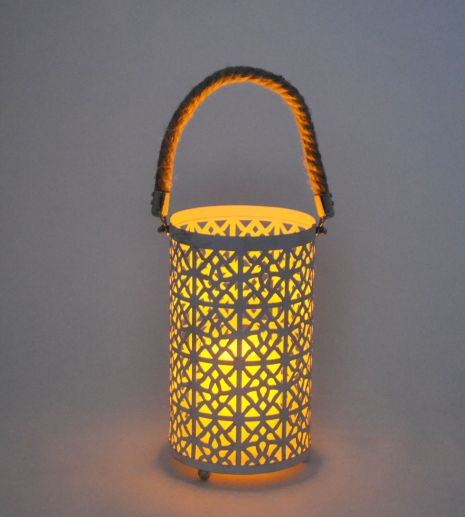 Home Decorative Metal Christmas Decoration Luxury Candle Holder Handmade Customized Lantern with Hemp rope Handle 