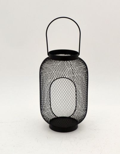 Modern Design Night Atmosphere Lanterns Cylindrical Black Lantern with Handle Candle Holder
