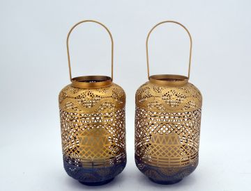 Home Decorative Metal Moroccan Votive Candle Holder Custom Cutwork Design Candle Holders for Christmas Hanging Lantern JL012377S