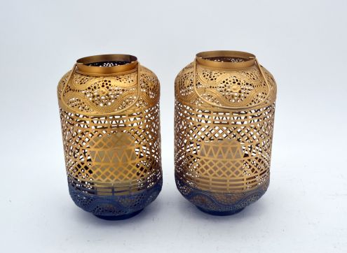 Home Decorative Metal Moroccan Votive Candle Holder Custom Cutwork Design Candle Holders for Christmas Hanging Lantern