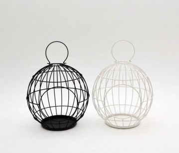 Metal Wire Hanging Lantern Candle Holder for Garden Yard Outdoor Round Candle Holder JL012429