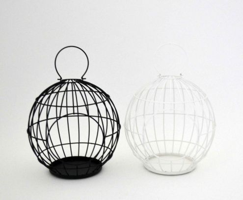 Metal Wire Hanging Lantern Candle Holder for Garden Yard Outdoor Round Candle Holder