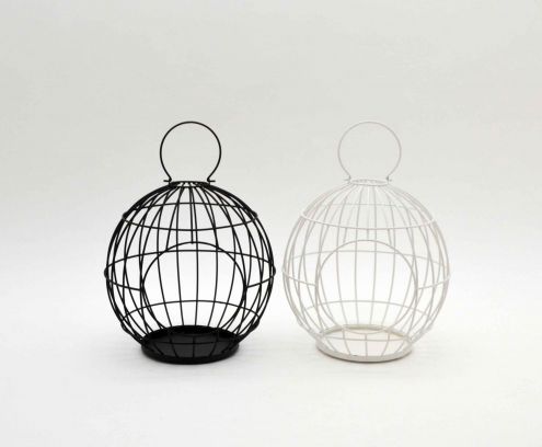 Metal Wire Hanging Lantern Candle Holder for Garden Yard Outdoor Round Candle Holder