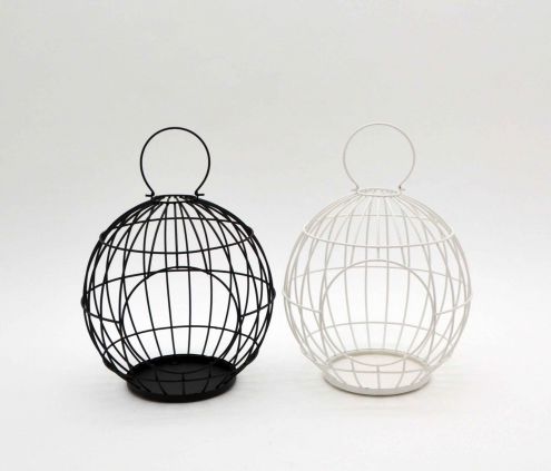 Metal Wire Hanging Lantern Candle Holder for Garden Yard Outdoor Round Candle Holder