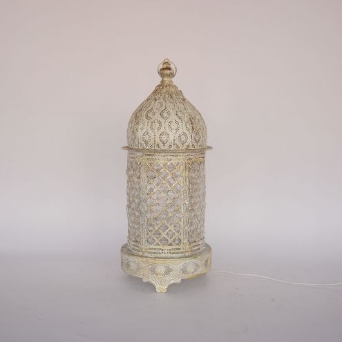 Moroccan Metal Glass Lantern Vintage Style Living Rooms & Bedrooms Decor Table Lamp 