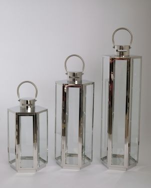 Stainless Steel Lantern Shiny Silver Finished For Home And Garden Decorative Candle Lanterns JL070078SML
