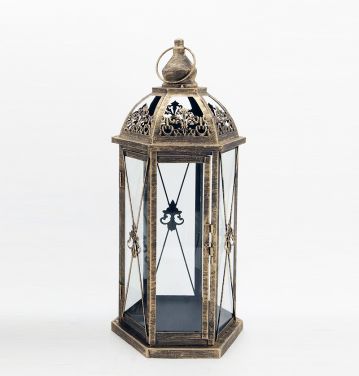 Hot Sale Metal Candle Holders Lanterns Vintage Black Birdcage Hexagonal Metal Lanterns Decorative For Wedding Home Party JL012531