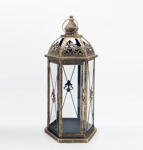 Hot Sale Metal Candle Holders Lanterns Vintage Black Birdcage Hexagonal Metal Lanterns Decorative For Wedding Home Party JL012531