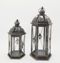 Hot Sale Metal Candle Holders Lanterns Vintage Black Birdcage Hexagonal Metal Lanterns Decorative For Wedding Home Party
