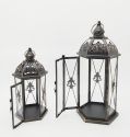 Hot Sale Metal Candle Holders Lanterns Vintage Black Birdcage Hexagonal Metal Lanterns Decorative For Wedding Home Party