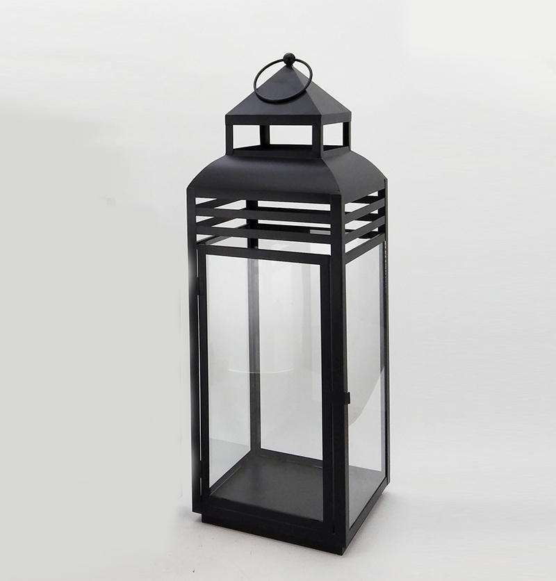 Simple Black Set of 3 Classic Metal Lantern Home Decorative Floor Stand Lanterns Candle JL012542