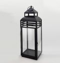 Simple Black Set of 3 Classic Metal Lantern Home Decorative Floor Stand Lanterns Candle