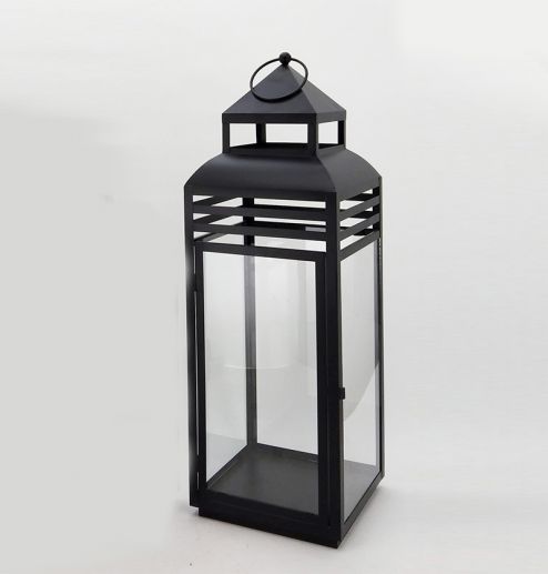Simple Black Set of 3 Classic Metal Lantern Home Decorative Floor Stand Lanterns Candle