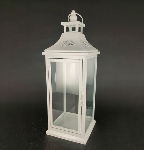 Metal Lanterns Simple European Style Iron Candle Holders with Clear Glass, For Home and Garden Decorations