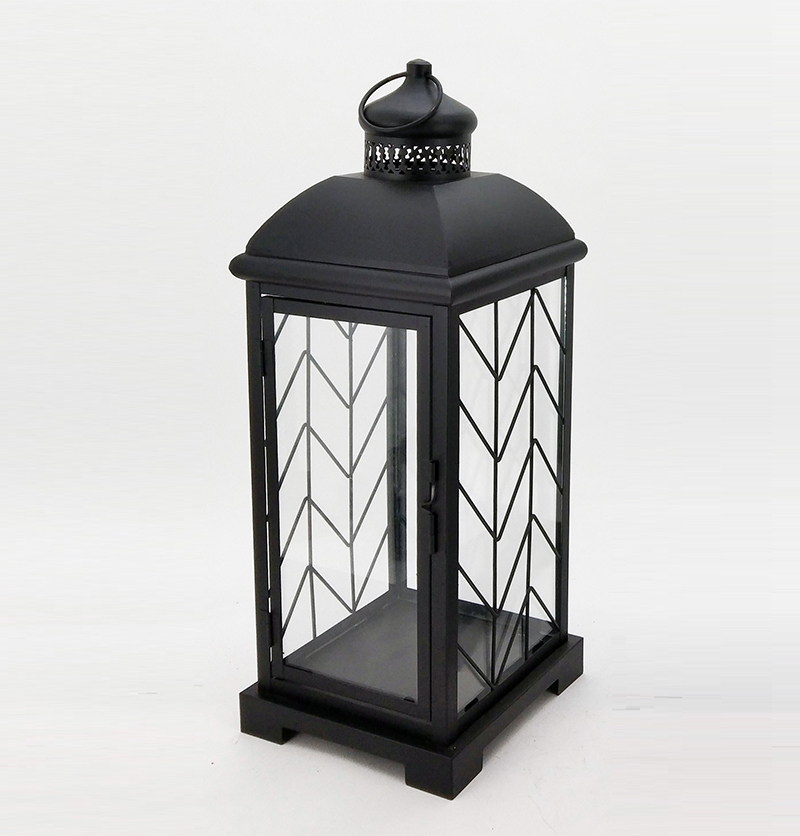 Metal Lanterns Simple European Style Iron Candle Holders with Clear Glass, For Home and Garden Decorations JL012552