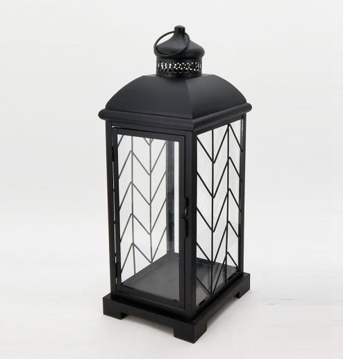 Metal Lanterns Simple European Style Iron Candle Holders with Clear Glass, For Home and Garden Decorations